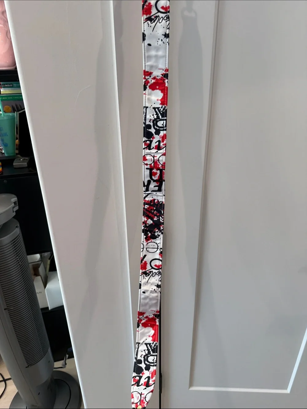 Studded White and Red Decorative Bag Strap